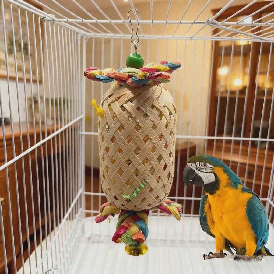 1件裝聖誕鳥燈籠玩具,DIY紙製鸚鵡燈籠玩具,適合鳥類啃咬 - 查看 1
