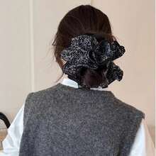 法式復古碎花四層髮圈髮帶 盤髮髮飾 女款日常佩戴 馬尾橡筋髮圈 - 彩色 - 查看 14