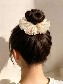 French Embroidery Mesh Skirt Scrunchie For Women, Ethereal Gentle Style Ponytail Hair Tie - Multicolor - View 2