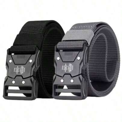 1pc Neutral Off-Road Multi-Function Nylon Belt - Breathable Canvas Design, Quick Release Buckle, Comfortable And Durable, Suitable For Outdoor Sports And Training, Black, Sports Belt | Adjustable Belt | Durable Belt, Off-Road Multi-Function Belt