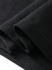 Camiseta de Hombre 100% Algodón, Corte Holgado, Cuello Redondo, Manga Corta para Verano - Negro - Ver 3