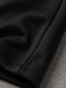 Men's Wide Leg Casual Sports Sweatpants With Curved White Contrast Stitching, Elastic Waist And Drapey Floor-Length Fit - Black - View 4