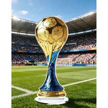 2D flach bedruckte 1 Stück/2 Stücke goldene Fußballtrophäe mit blauer Acrylbasis, geeignet für Innen-/Außendekoration, perfekt für Sportfans, Vatertag und Siegesfeier, langanhaltend Geschenk für Fußballbegeisterte, Fußballzubehör, Innendekoration, exquisite Handwerkskunst, Dekoration, perfektes Weltcup-Geschenk, Geschenk für den Freund - Fußball 4 - Übersicht 6