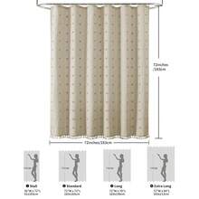 1pc Beige Bohemian 3D Floral Shower Curtain, Bohemian Style 3D Tufted Pom Pom Shower Curtain With Tassel Hem, Dry And Wet Separation Curtain, Bathroom Privacy Decorative Curtain (Daily Home Use/Homestay Apartment/All Seasons) - Beige - View 8