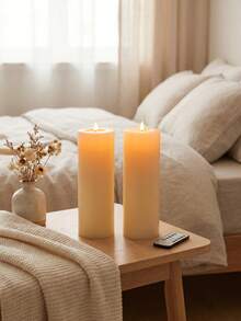 2pcs Large Outdoor Candles With Timer, Waterproof, Flickering LED Flameless Candles, Battery Operated With Remote Control (Batteries Not Included), Realistic Pillar Candles, Suitable For Patio, Porch, Lantern, Warm Light Color - White - View 7