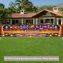 2D Planar Banner Background For The Lantern Festival Party In The 2D Plane, Featuring A Splendid Night Scene With Colorful Lanterns, Combined With Ground Mandala Patterns And Oil Lamp Decorations. No Power Supply Required. - A - View 4