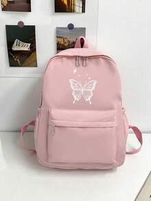 1 pieza Mochila con mariposa a rayas blancas de gran capacidad con múltiples bolsillos, ligera para estudiantes y adolescentes, perfecta para el campus, viajes y desplazamientos diarios - Multicolor - Ver 7