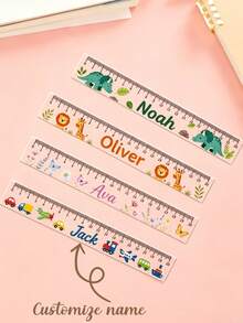Customized Cartoon Name Ruler, Personalized Reading Aid Ruler, Suitable For Daily Learning And Desktop Decoration, Customized Name Ruler Bookmark, Suitable For Home Or Office, Customizable Gift Ruler, Creative Stationery Gift, Suitable For Friends, Family, Teachers, Daily Use - Multicolor - View 1