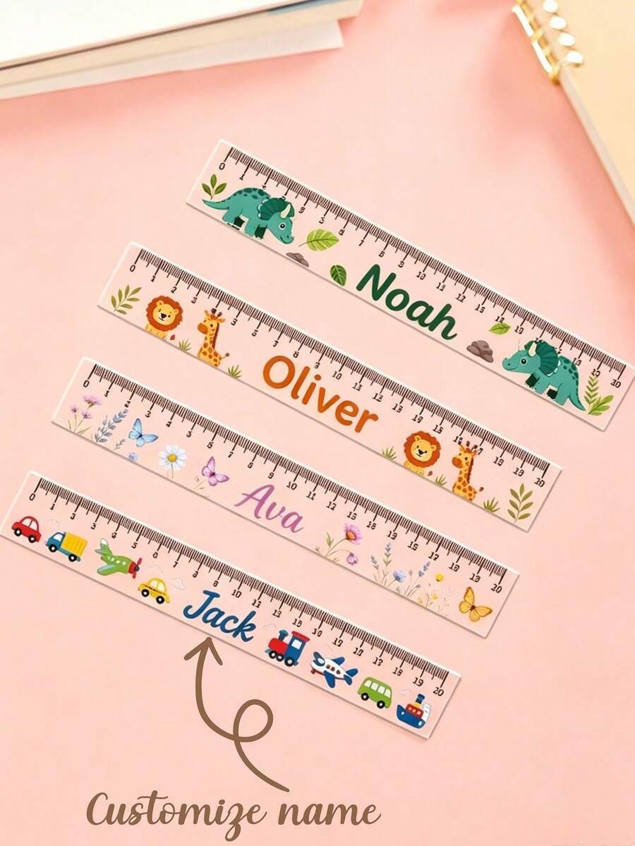 Customized Cartoon Name Ruler, Personalized Reading Aid Ruler, Suitable For Daily Learning And Desktop Decoration, Customized Name Ruler Bookmark, Suitable For Home Or Office, Customizable Gift Ruler, Creative Stationery Gift, Suitable For Friends, Family, Teachers, Daily Use - Multicolor - View 1