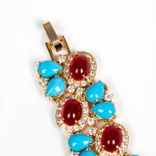 1pc 19.5cm Vintage Bohemian Style Cuff Bracelet, Double Layer Design, Detachable Extender Clasp, Adjustable Length, Turquoise Inlaid, Suitable For Women's Casual Daily And Banquet Wear Jewelry, Gift - Colorful - View 6