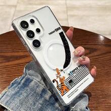 Disney-Handyhülle, Cartoon-Tigger mit schwarzen Linien, süßer und personalisierter Stil, unterstützt MagSafe, passend für Galaxy S22, S22PLUS, S22ULTRA, S23FE, S24, S23PLUS, S24ULTRA, S23ULTRA, S24FE, S24PLUS, S25, S25PLUS, S25ULTRA, aus Acryl, transparente Vollschutz-Hülle - Transparent - Übersicht 3