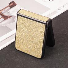 CHOKBODY Shiny Luxury Glitter Matte Frosted Texture, Elegant Artificial Leather Folding Phone Protective Case With Hinge Protection, Compatible With Samsung Galaxy Z Flip 8, 7, 7FE, 6, 5, 4 5G Folding Phone Protective Case - Black - View 6