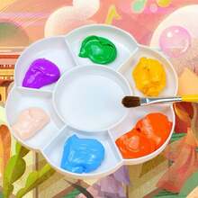 1pc Plum Blossom Double-Cover Palette, Gouache Plum Blossom Mixing Dish, Painting Palette, Art Hand-Drawn Graffiti Paint Box, Gouache Watercolor Chinese Painting Plum Blossom Mixing Dish - Palette - View 9