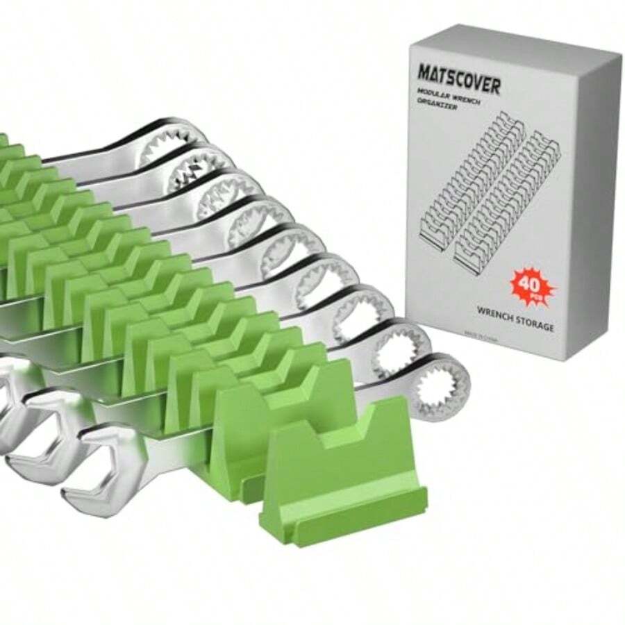 Modular Wrench Organizer Wrench Holder - Wrench Tool Organizers For Tool Drawer Storage, Wrench Storage Set With Metric And SAE Label, Wrench Rack Tool Gift For Professional Mechanics Men - Green - View 1