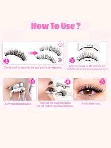 2 Pairs Magnetic False Eyelashes, Reusable, Natural Look, With Applicator, No Glue Needed, Easy To Wear And Remove (Magnetic Eyelashes) - View 7