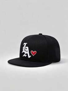 1 Stück Unisex Baseballkappe mit besticktem Buchstaben "LA" im Hip-Hop-Stil, verstellbar, geeignet für Outdoor-Sport, Wandern, lässigen Alltag - LA Herzförmige Flachdach - Übersicht 16