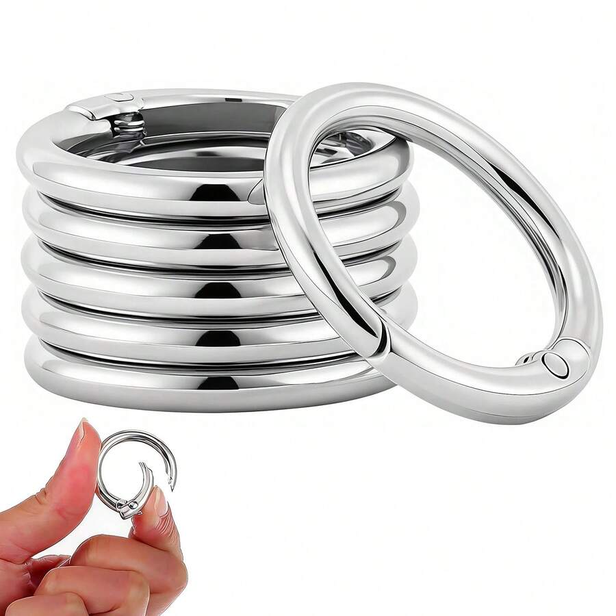 10pcs Spring O Ring Clip Clasp Round Keychain For Bag Purse Handbag Strap Men Women's Keychain,Keychain Making Supplies - Multicolor - View 1