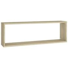 vidaXL Wall Shelf, Set Of 2, Wall-Mounted Shelf, Wall Storage With Ample Space For Books And Awards, Cube Shelf, Hanging Shelf, Bookshelf, Light Oak/Khaki Wood Composite - Light Oak Khaki - View 5