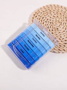 1pc 28 Grid 7 Day Pill Box, Blue Gradient A Weekly Pill Storage Box, Fashion Pill Box For Vitamins, Medicine Storage - Blue - View 7
