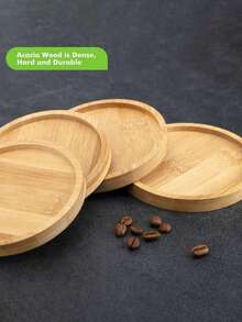 6pcs Bamboo Coasters With Tray - Multi-Functional Suitable For Large Cups, Wine Glasses, Coffee Mugs, Succulent Plant Pads, Natural Wood Beverage Coasters For Home Kitchen Bar Decor - Multicolor - View 7