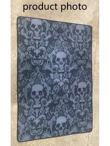 1pc Dark Skull Pattern Area Rug, Living Room Carpet, Washable Carpet, Home Decor, Large Size Round Carpet For Living Room - Multicolor - View 2