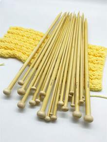 35cm Natural Bamboo Single Point Knitting Needles, 2pcs/Pack, 12 Sizes Available, Smooth & Lightweight Knitting Tool, Suitable For Home DIY And Women Knitting Enthusiasts, For Scarf, Sweater Hand Knitting - 35cm Bamboo White Double-pointed Knitting Needle - View 5