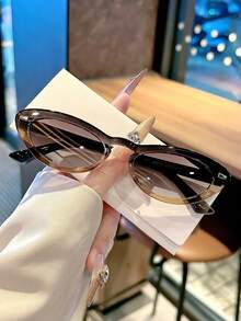 1 Pair Small Frame Cat Eye Sunglasses For Women, Niche Design Atmosphere-Enhancing Slimming Sunglasses, Street Style Travel Daily Outfit Versatile Fashion Sun Protection Glasses - Multicolor - View 12