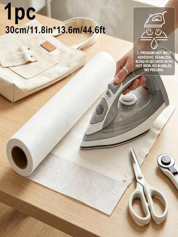 Gulungan Interlining Non-Woven Putih yang Dapat Dilebur Per Meter Persegi - Stabilizer Dua Sisi yang Direkatkan Panas, Jahit, Bahan Pengisi Quilting, Perlengkapan Jahit, Kerajinan Tangan, Pakaian, Tas, Kerajinan DIY, Pakaian, Tas, Dekorasi Rumah