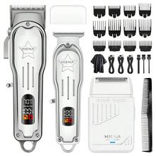 HIENA Premium Silver 3-in-1 Hair Clipper Set, Alat Cukur Rambut LED Nirkabel, Kombinasi Pemangkas dan Pencukur Presisi, Pengisian Cepat USB, Dengan Aksesoris Lengkap, Cocok Untuk Penggunaan Salon Profesional Dan Potong Rambut di Rumah, Hadiah Pria yang Modis dan Praktis - View 1