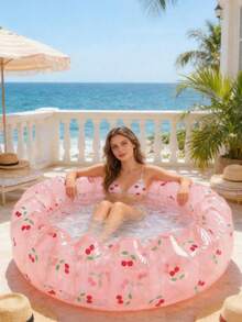Transparent Sequin Fruit Inflatable Pool, Essential Pool Supplies, Pool Accessories, Beach, Pool Float, Backyard Party - Circular Swimming Pool - View 2