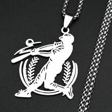 Baseball Player Pendant Necklace For Men Stainless Steel Silver Color Sports Male Chain Jewelry Collar - Necklace - View 3