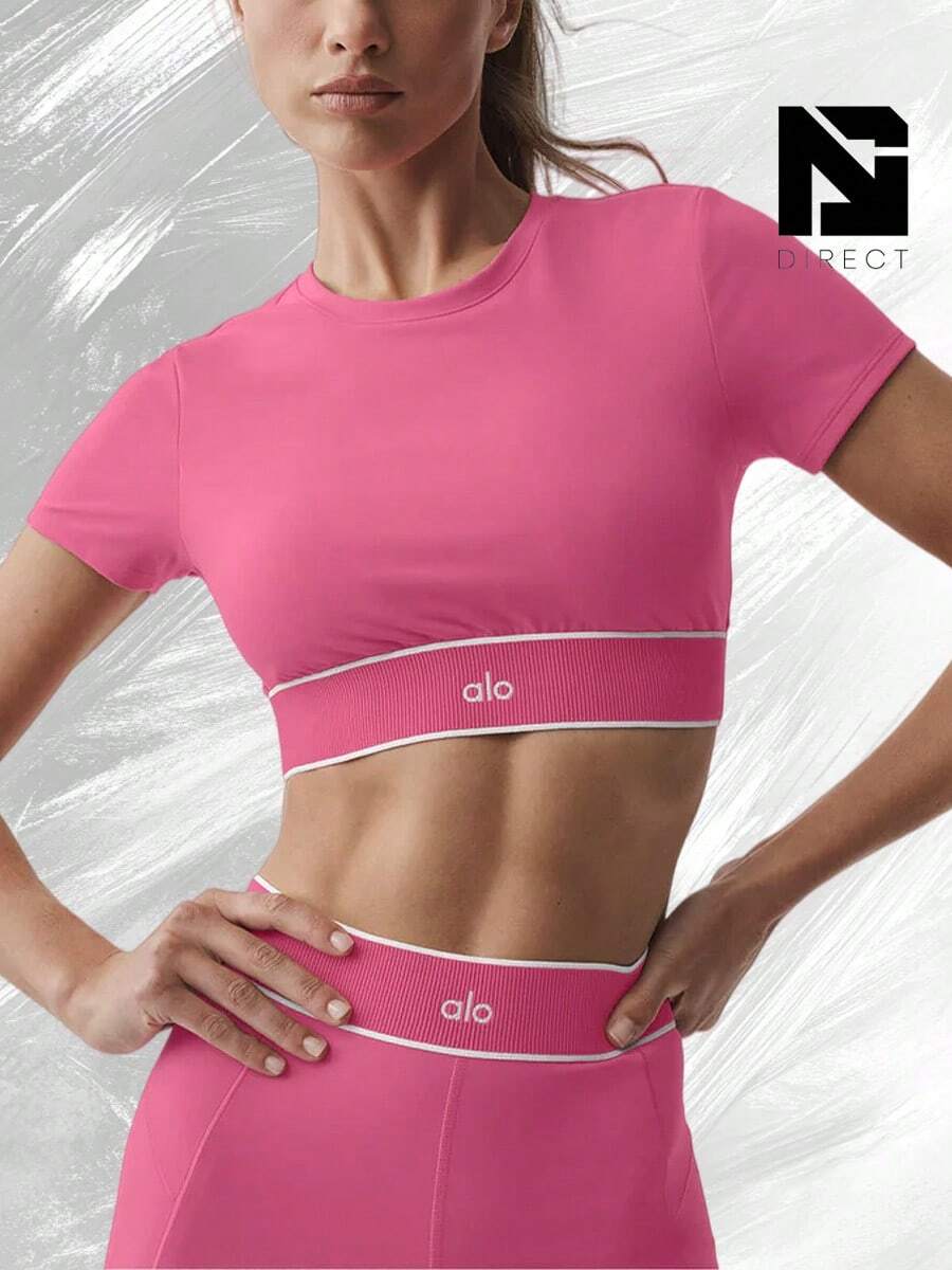 ALO Softsculpt Amp It Up Short Sleeve Bra - Paradise Pink - View 1