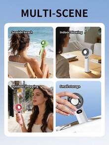 AOYI 1pc Rechargeable Lithium Battery Digital Display Portable Handheld Mini Fan With 199-Speed Adjustment And USB Charging Cable - Multicolor - View 5