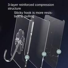 Transparent Heavy Duty Adhesive Hooks, Super Strong Load-Bearing No-Drill Hook Set, Waterproof & Moisture-Proof Heavy Duty Transparent Small Hooks, Multi-Surface Applicable Strong Fixing Hooks, Home Storage Essential, High Transparency Invisible Wall Adhesive Hooks, No-Nail Damage-Free Wall Hooks, Multi-Functional Whole House Organization Hooks - Multicolor - View 3