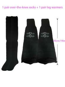 STAR RIVER Leg Warmers|1 Pair/Punk Leg Ring Buckle Wide Leg Sock Cover Cos Black Leg Sleeve, Y2k Subculture JK Over-The-Knee Slouch Leg Warmers Versatile Style - Multicolor - View 11