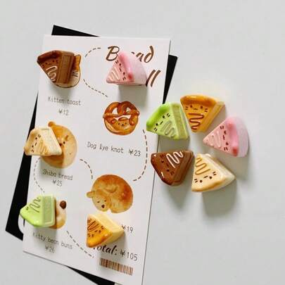 5/10/15 buah Magnet Kulkas Roti Hewan Lucu, Magnet Kulkas Resin Bentuk Roti Panggang dan Makanan Penutup, Cocok untuk Dekorasi Dapur, Dekorasi Ruangan, Aksesori Meja Kantor dan Dekorasi Rumah, Hadiah Ulang Tahun, Pesta, Dekorasi Liburan