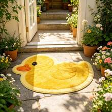 1pc Thick Plush Duck Shaped Rug, Faux Wool Material, Suitable For Autumn/Winter, Decorative Carpet For Bedroom, Living Room, Home Decor, Washable - Multicolor - View 2