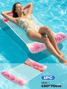 Tropical Palm Leaf Print Inflatable Water Hammock, Breathable Mesh Pool Lounge Chair With Support Air Cushion, Lightweight Adult Floating Bed For Pool, Beach And Lake - Multicolor - View 12