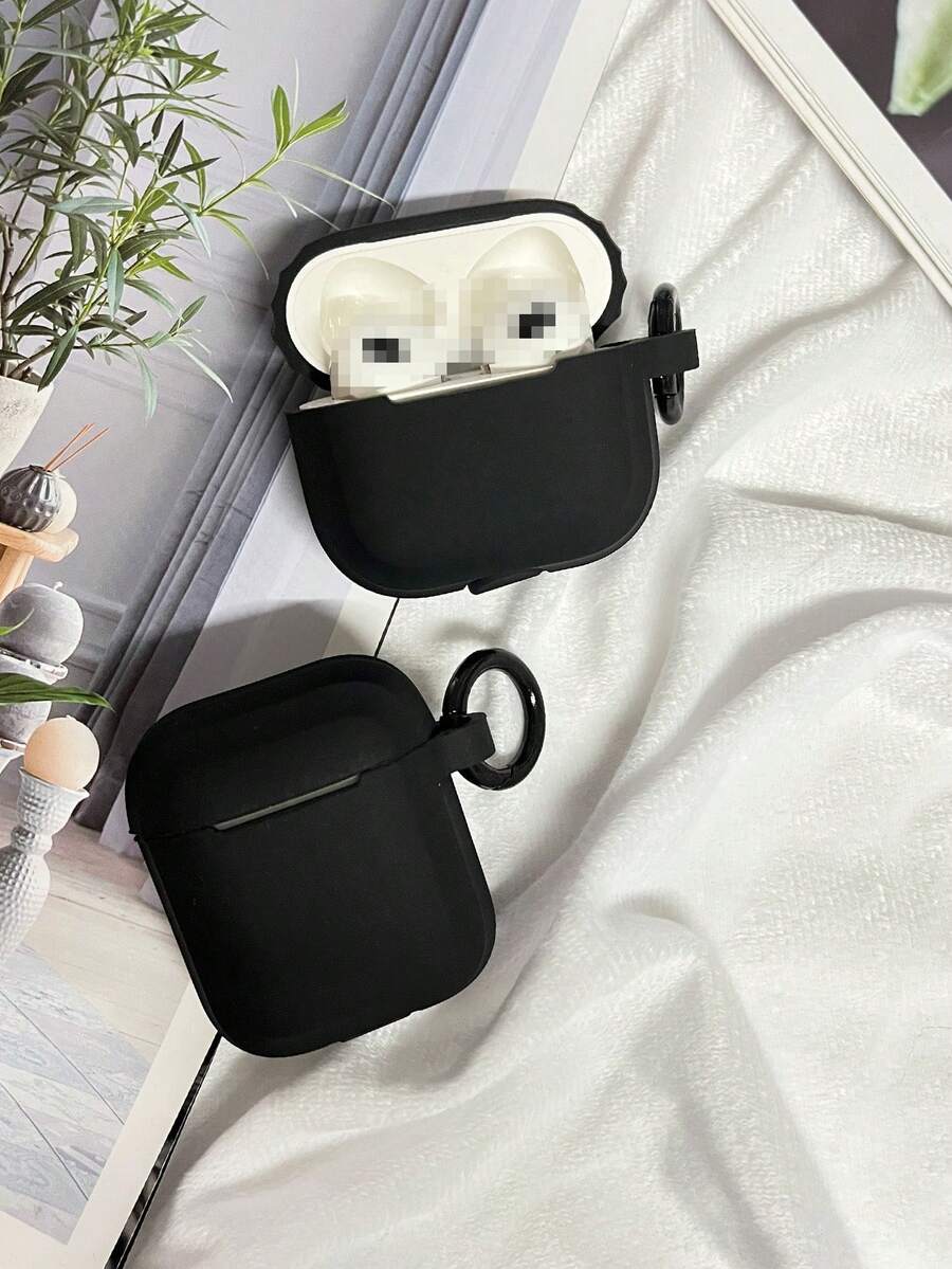 Solid Color Frame Anti-Drop Silicone Earphone Protective Case Compatible With AirPods 4 Pro 3 2 1 /2 - Black - View 1