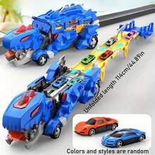 Best-Selling 3-In-1 Transformable Mecha Tyrannosaurus Rex Storage Racing Car, Free Assembly Extendable Track For Enhanced Play Experience, Multiple Cars Synchronized Battle Competition Full Of Fun, Boys And Girls Love It, Exquisite Holiday Gift For Halloween And Birthday Atmosphere - Multicolor - View 12