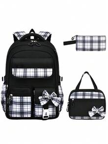 3pcs Bowknot DIY Girls Backpack Strap, Tote Bag And Pencil Case, Backpack For Travel, School, Work, Daily Use, Back To School Gift - A - View 16