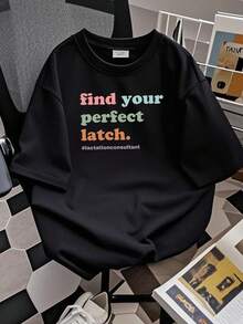 Women's Printed T-Shirt Funny Breastfeeding Consultant T-Shirt Doula Midwife Gift Breastfeeding Support Top Nurse Mom Maternity Clothing For - Black - View 2