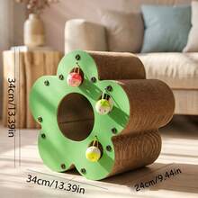 Flower-Shaped Cat Scratching Board With Interactive Bell Ball, Durable Cardboard Cat Scratching Pad, Indoor Cat Toy For Claw Care And Entertainment, Furniture Protection Pad For Kittens And Cats - one-size - View 2