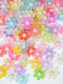 10-150pcs 20mm Multicolor Six-Petal Sunflowers, With Semi-Transparent Petals And A White High-Gloss Pearl, Sparkly Rhinestone Center, Can Be Used For Bows, Brooches, Buttons, Crowns, Fashion Accessories, DIY Craft Materials - Colorful White Pearl Sunflower - View 3