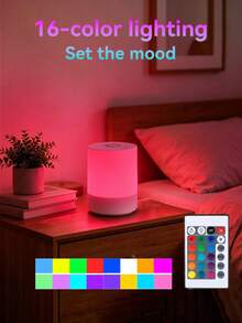 1 pièce Veilleuse LED, Gradation tactile, Interrupteur tactile, Changement de couleur tactile, 3 couleurs/16 couleurs, Lampe de chevet, Alimentée par USB et rechargeable (batterie 800 mAh), Couleur et luminosité de la lumière réglables, Éclairage doux à gradient, Lampe de chevet à commande tactile, Convient pour la nurserie, la chambre à coucher, le couloir, le salon - lampe de chevet - Voir 4