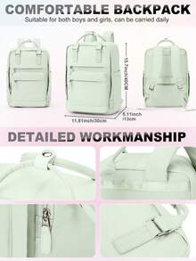 Mint Green Unisex Backpack For Teens, Fits 14-15.6 Inch Laptop, Fresh Natural Travel Backpack Outdoor Rucksack, Adjustable Shoulder Straps, Large Capacity, Fashion Casual, Youthful Energy, Multi-Functional Lightweight University Backpack Student School Bag Campus Rucksack, Suitable For Outdoor Hiking, Commuting Work And Short Trips - A - View 4