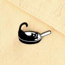 1Pc Of Black And White Minimalist Style Cat Brooch With Multiple Creative Cat Badges Student Party Versatile Backpack Accessories Jewelry - Multicolor - View 1