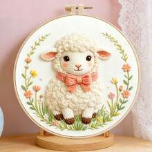 2款超可愛柔軟動物花環手工刺繡套件，垂耳兔/小羊DIY材料包，適合初學者居家裝飾 - 多色 - 查看 6