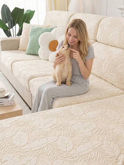 1pc Elastic Thickened Comfortable Fleece Sofa Cover, Non-Slip Full Coverage Sofa Seat Cover, All-Season Universal Sofa Cushion Cover, Fabric Thickened Sofa Cover, Machine Washable, Dust-Proof, Dirt-Resistant, Home Decor, Pet-Friendly Protective Cover, Light Gray Fresh Room Decoration, Adjustable Corner Sofa Cover, Suitable For Bedroom, Office, Living Room, Combination And L-Shaped Sofa, Blanket And 1234 Seat Covers