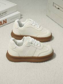 1 Pair Classic Soft Sole Anti-Slip Baby Sneakers, Spring/Autumn Unisex Toddler Caramel Sole Fashion Casual Shoes, Versatile School Style Everyday Shoes - Beige - View 6